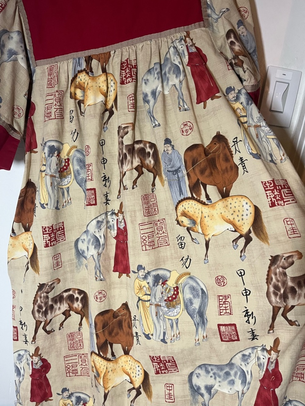 Krist Gudnason horse print patio dress vintage orient - Picture 3 of 7